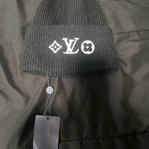 Louis Vuitton Black Knit Hat with Ribbed Texture